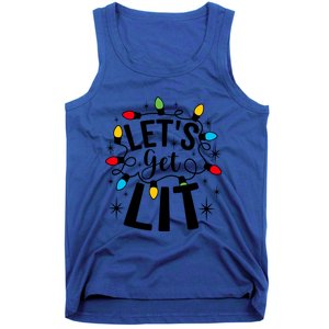 LetS Get Lit Xmas Funny Sarcastic Merry Christmas Humor Great Gift Tank Top