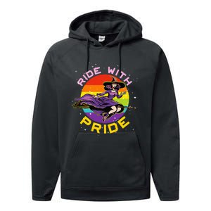 Lgbtq Gay Lesbian Rainbow Ride With Pride Witch Halloween Performance Fleece Hoodie