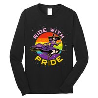 Lgbtq Gay Lesbian Rainbow Ride With Pride Witch Halloween Long Sleeve Shirt