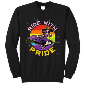 Lgbtq Gay Lesbian Rainbow Ride With Pride Witch Halloween Sweatshirt