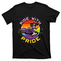 Lgbtq Gay Lesbian Rainbow Ride With Pride Witch Halloween T-Shirt