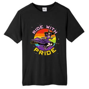 Lgbtq Gay Lesbian Rainbow Ride With Pride Witch Halloween Tall Fusion ChromaSoft Performance T-Shirt