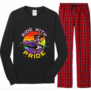 Lgbtq Gay Lesbian Rainbow Ride With Pride Witch Halloween Long Sleeve Pajama Set