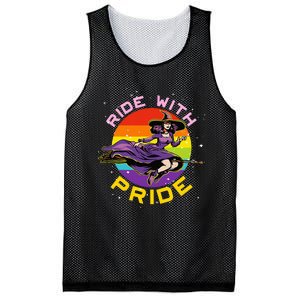 Lgbtq Gay Lesbian Rainbow Ride With Pride Witch Halloween Mesh Reversible Basketball Jersey Tank