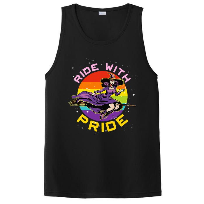 Lgbtq Gay Lesbian Rainbow Ride With Pride Witch Halloween PosiCharge Competitor Tank