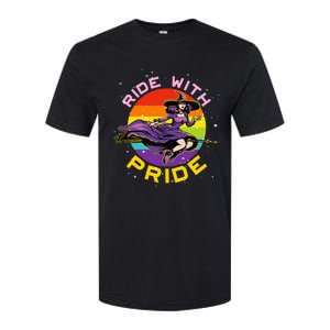 Lgbtq Gay Lesbian Rainbow Ride With Pride Witch Halloween Softstyle CVC T-Shirt