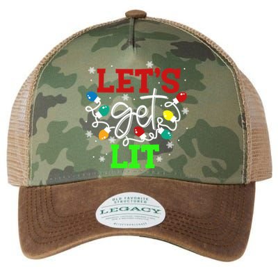 Let's Get Lit Funny Christmas Ing Cool Gift Xmas Lights Funny Gift Legacy Tie Dye Trucker Hat