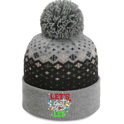 Let's Get Lit Funny Christmas Ing Cool Gift Xmas Lights Funny Gift The Baniff Cuffed Pom Beanie