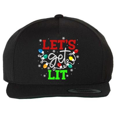 Let's Get Lit Funny Christmas Ing Cool Gift Xmas Lights Funny Gift Wool Snapback Cap