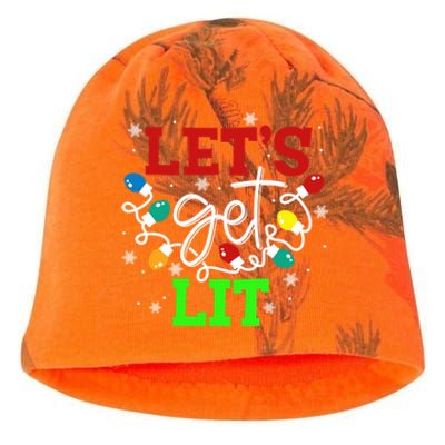 Let's Get Lit Funny Christmas Ing Cool Gift Xmas Lights Funny Gift Kati - Camo Knit Beanie