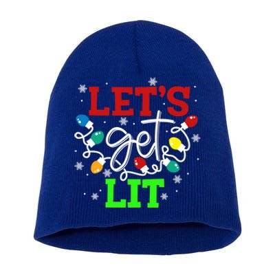 Let's Get Lit Funny Christmas Ing Cool Gift Xmas Lights Funny Gift Short Acrylic Beanie