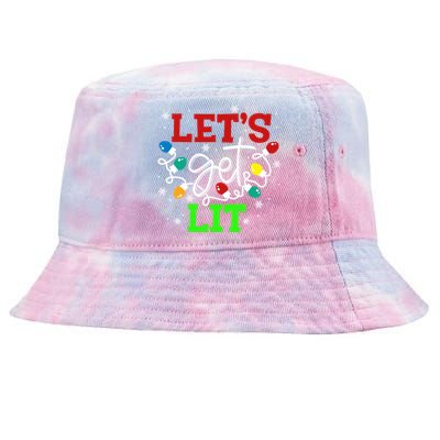 Let's Get Lit Funny Christmas Ing Cool Gift Xmas Lights Funny Gift Tie-Dyed Bucket Hat