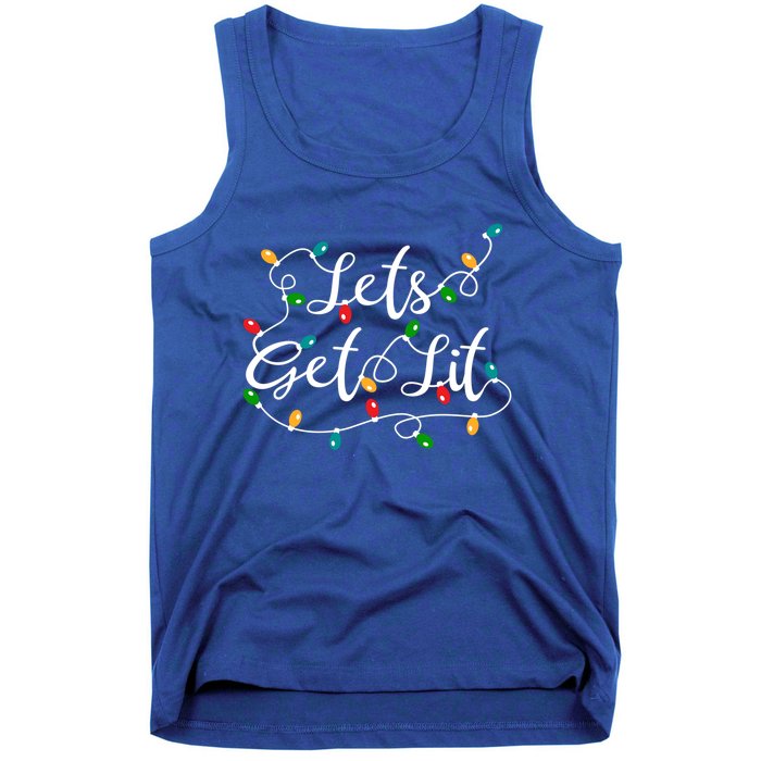 Lets Get Lit Funny Xmas Holidays Christmas Funny Gift Tank Top