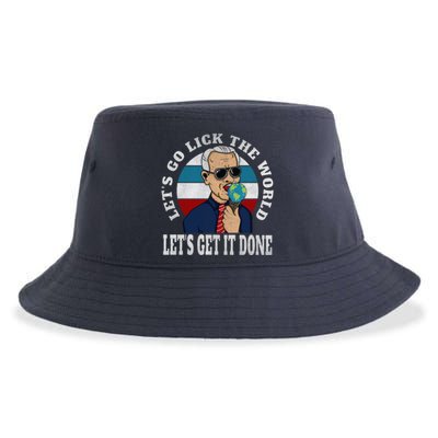 Let's Go Lick The World, Let's Get It Done Funny Joe Biden Speech Retro Sustainable Bucket Hat