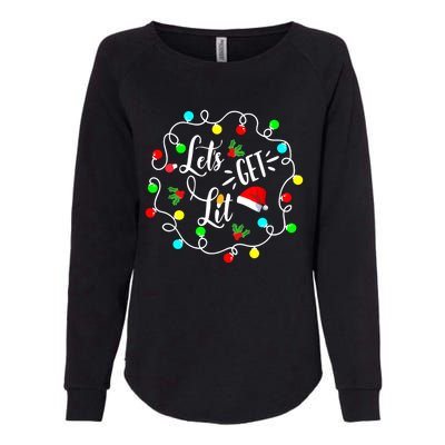 Let's Get Lit Funny Christmas Ing Lights Santa Matching Funny Gift Womens California Wash Sweatshirt