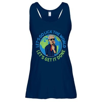 Let's Go Lick The World, Let's Get It Done Funny Joe Biden Speech Retro Ladies Essential Flowy Tank