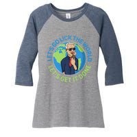 Let's Go Lick The World, Let's Get It Done Funny Joe Biden Speech Retro Women's Tri-Blend 3/4-Sleeve Raglan Shirt