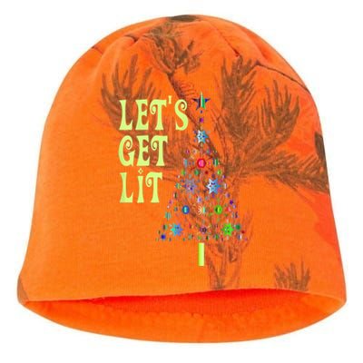 Let's Get Lit Funny Christmas Ing Great Gift Xmas Lights Gift Kati - Camo Knit Beanie