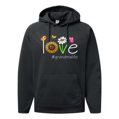 Love Grandma Life Cute Matching Family Performance Fleece Hoodie