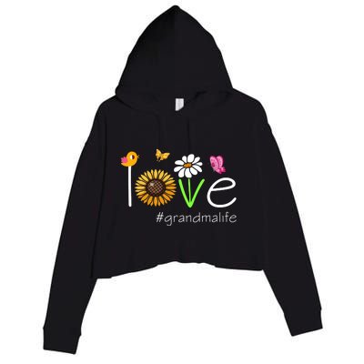 Love Grandma Life Cute Matching Family Crop Fleece Hoodie