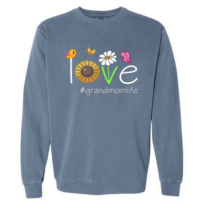 Love Grandmom Life Cute Matching Family Garment-Dyed Sweatshirt