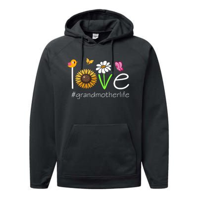 Love Grandmother Life Cute Matching Family Performance Fleece Hoodie