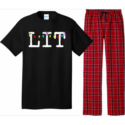 Let's Get Lit Funny Christmas Ing It's Lit Xmas Lights Gift Pajama Set