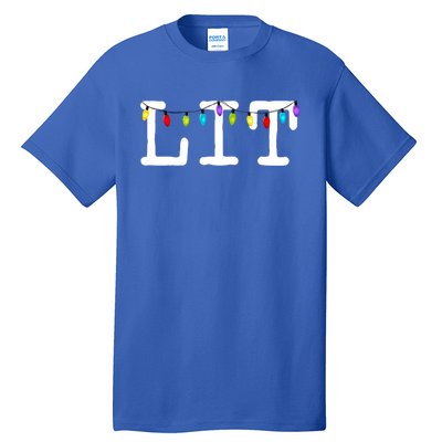 Let's Get Lit Funny Christmas Ing It's Lit Xmas Lights Gift Tall T-Shirt