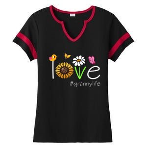 Love Granny Life Cute Matching Family Ladies Halftime Notch Neck Tee