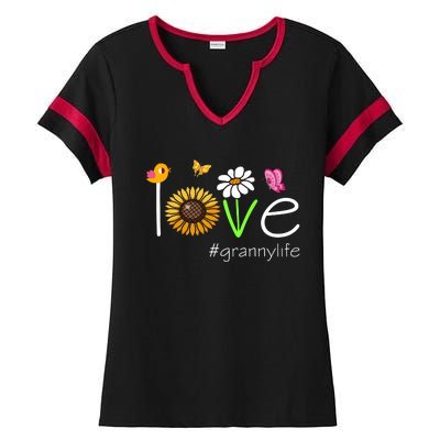 Love Granny Life Cute Matching Family Ladies Halftime Notch Neck Tee