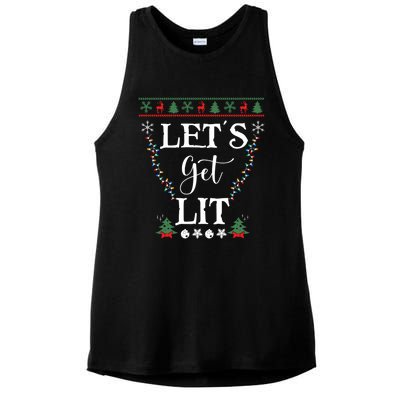 Let's Get Lit Funny Christmas Ing Xmas Lights Tree Tee Gift Ladies PosiCharge Tri-Blend Wicking Tank