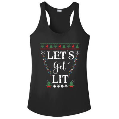 Let's Get Lit Funny Christmas Ing Xmas Lights Tree Tee Gift Ladies PosiCharge Competitor Racerback Tank