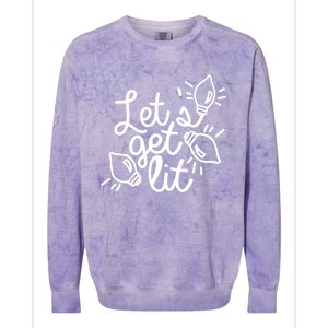 Let Get Lit Party Christmas Xmas Vibe Lit Af Ing Pun Great Gift Colorblast Crewneck Sweatshirt