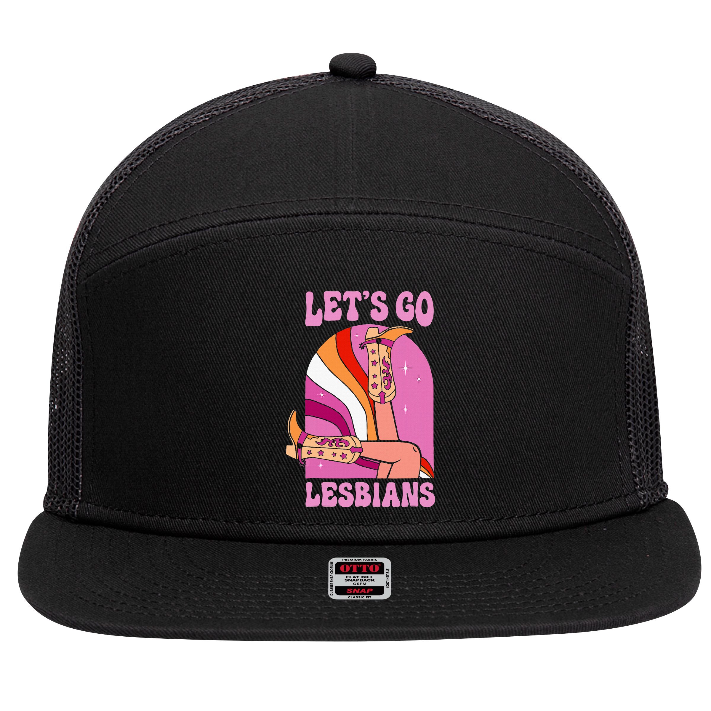LetS Go Lesbians Lgbtq Lesbian Pride Month 7 Panel Mesh Trucker Snapback Hat