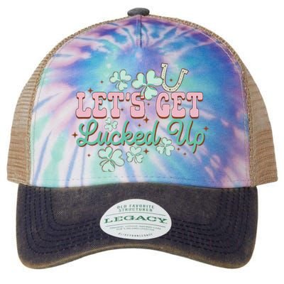 Lets Get Lucked Up St Patricks Shamrock Irish Lucky Vibes Legacy Tie Dye Trucker Hat