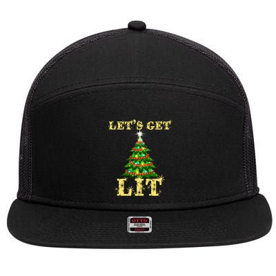 LetS Get Lit Drinking Funny Christmas 7 Panel Mesh Trucker Snapback Hat