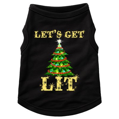 LetS Get Lit Drinking Funny Christmas Doggie Tank