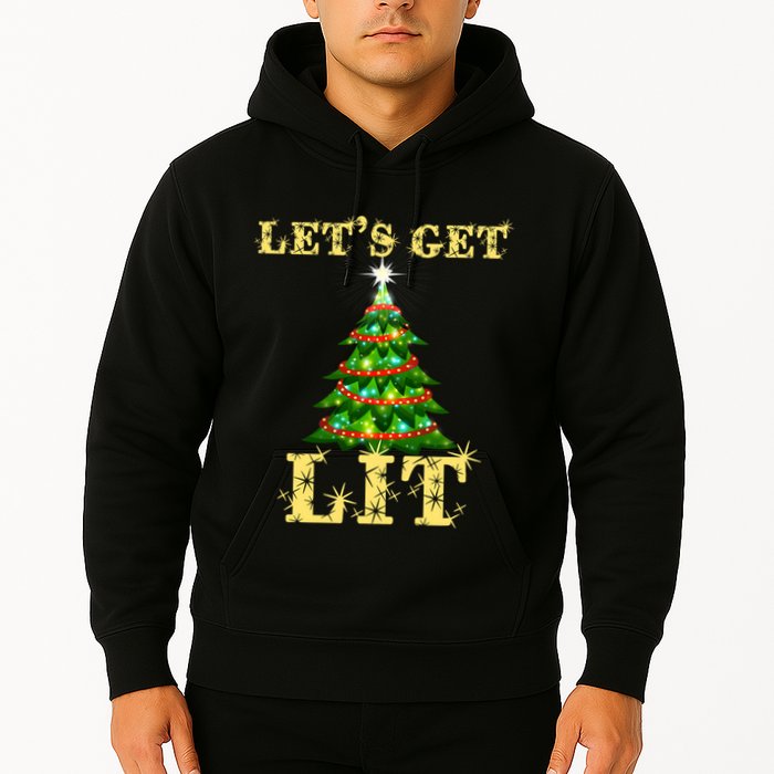 LetS Get Lit Drinking Funny Christmas Hoodie