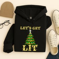 LetS Get Lit Drinking Funny Christmas Hoodie