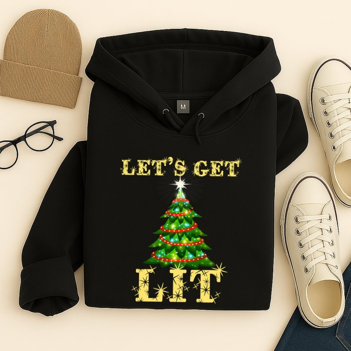 LetS Get Lit Drinking Funny Christmas Hoodie