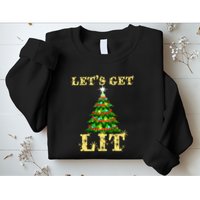 LetS Get Lit Drinking Funny Christmas Sweatshirt