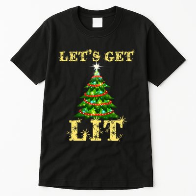 LetS Get Lit Drinking Funny Christmas Tall T-Shirt
