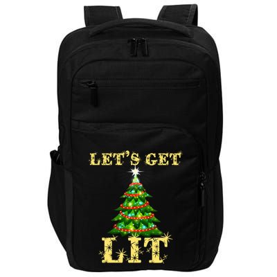 LetS Get Lit Drinking Funny Christmas Impact Tech Backpack