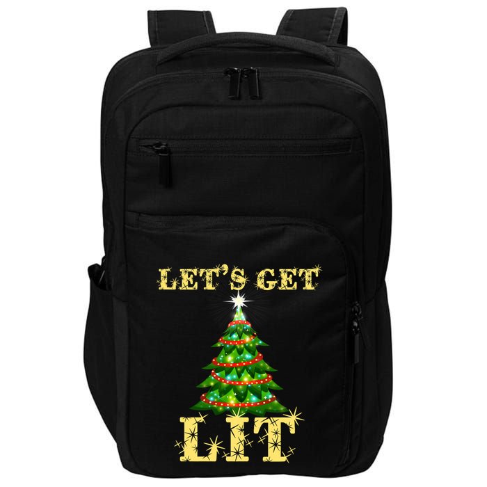 LetS Get Lit Drinking Funny Christmas Impact Tech Backpack