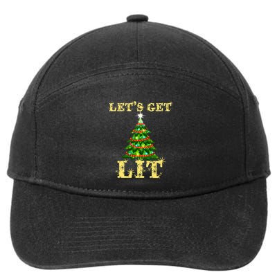 LetS Get Lit Drinking Funny Christmas 7-Panel Snapback Hat