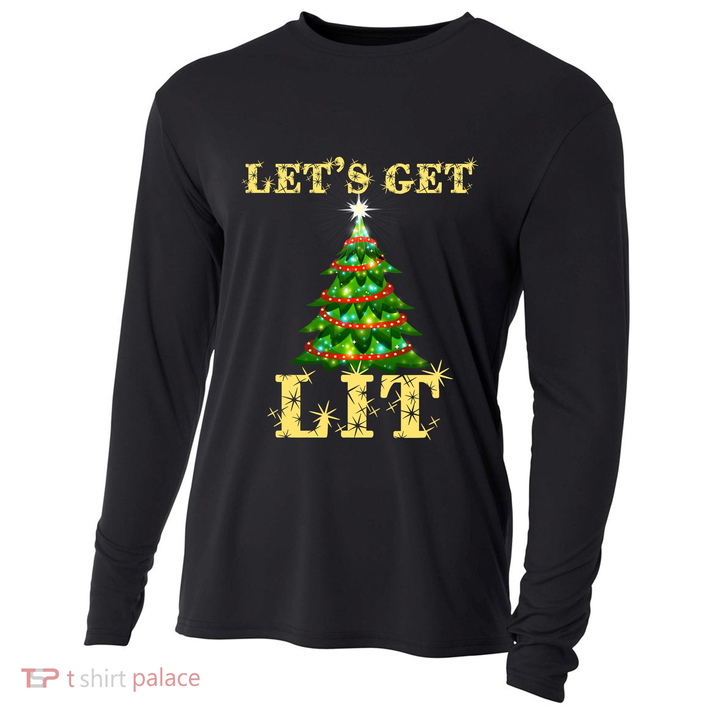 LetS Get Lit Drinking Funny Christmas Cooling Performance Long Sleeve Crew