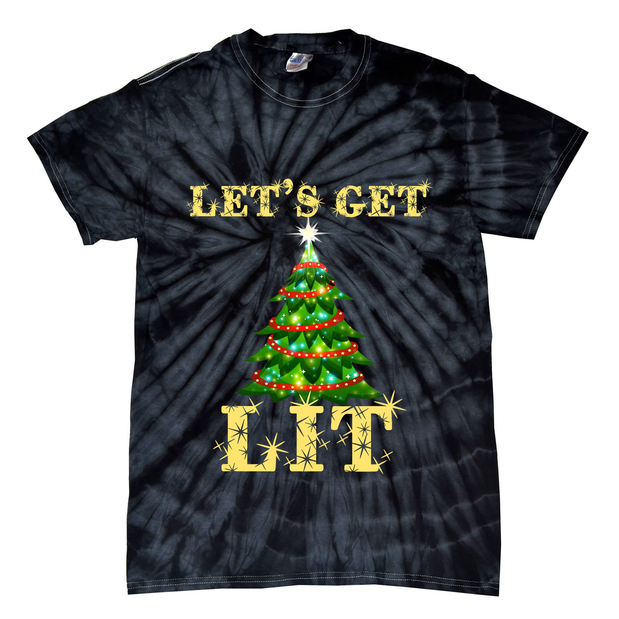 LetS Get Lit Drinking Funny Christmas Tie-Dye T-Shirt