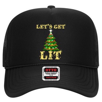 LetS Get Lit Drinking Funny Christmas Trucker Hat