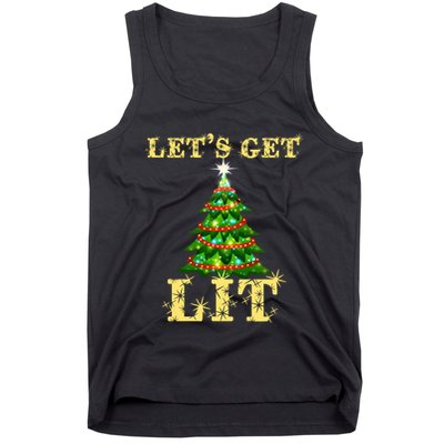LetS Get Lit Drinking Funny Christmas Tank Top