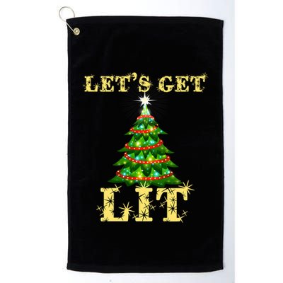 LetS Get Lit Drinking Funny Christmas Golf Towel